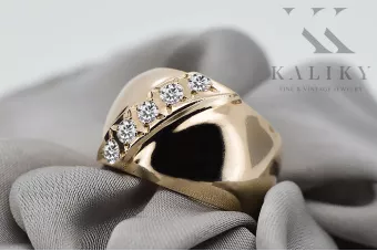 Пръстен Винтидж крафт Циркон 14K жълто злато vrc036y